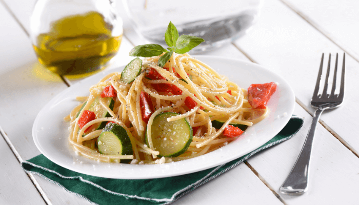 Espaguetis amb verdures
